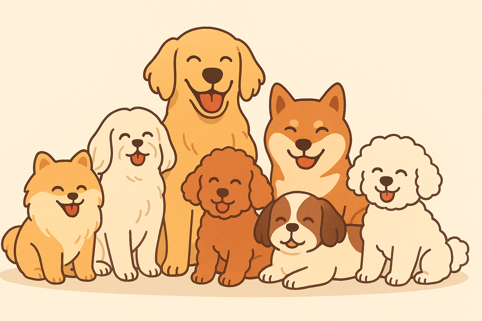 강아지 견종별 특징 요약 일러스트