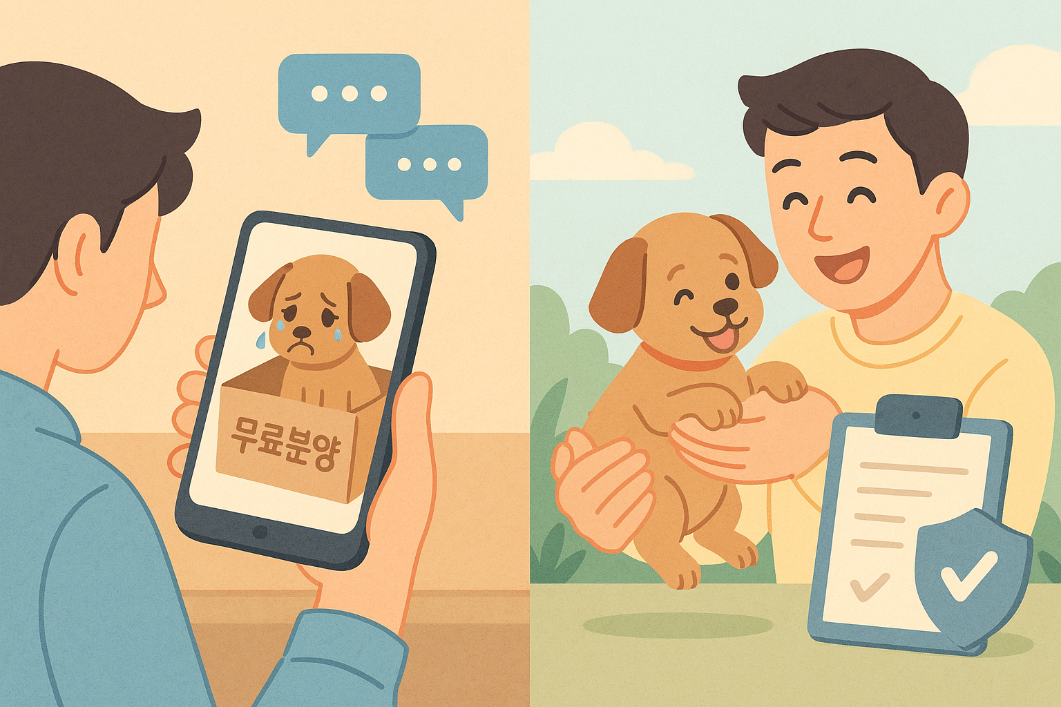 SNS 입양 위험 비교 일러스트